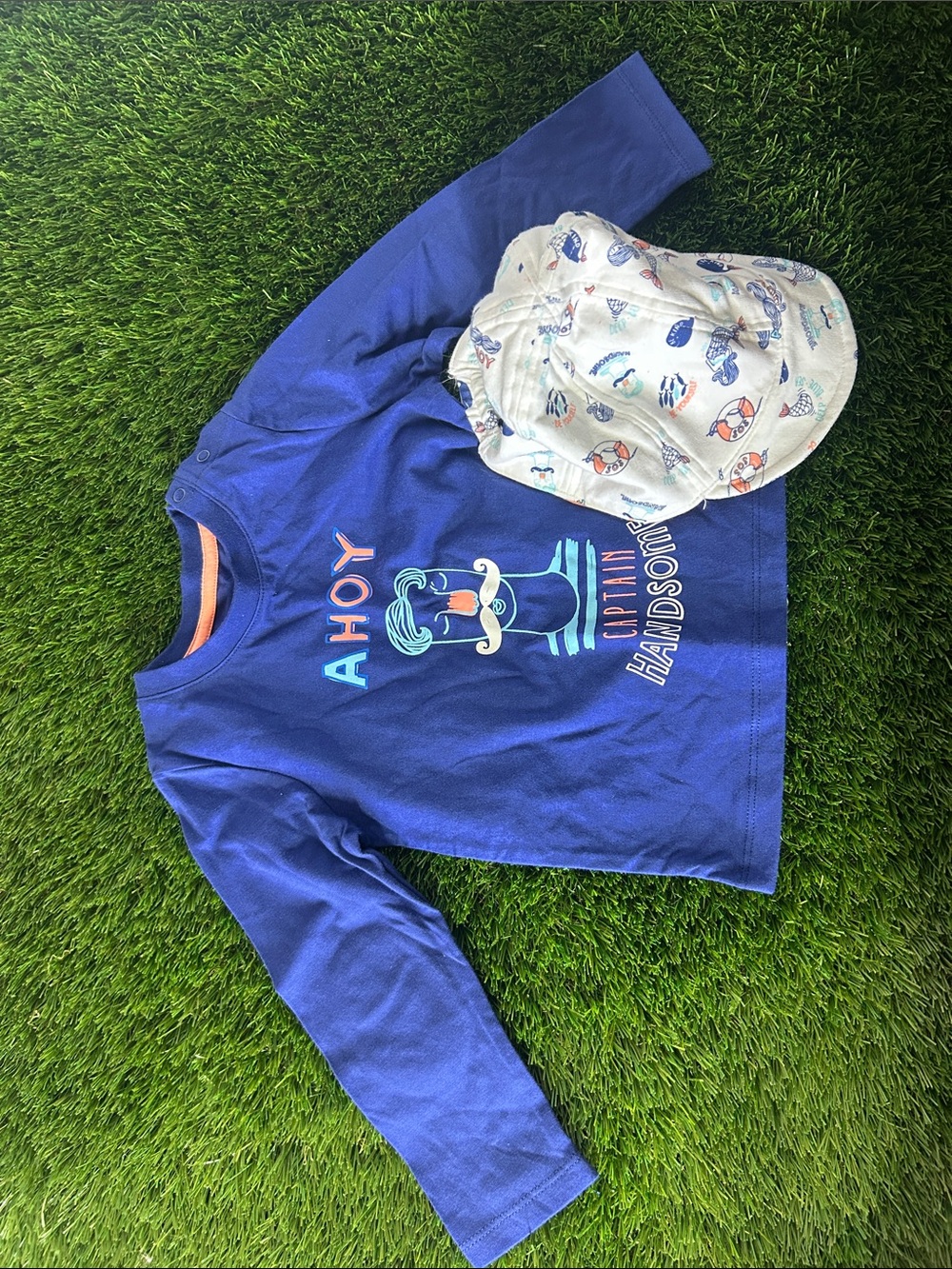Rosie Pope Hat & Navy Blue 'Ahoy Captain' Long Sleeve Tee